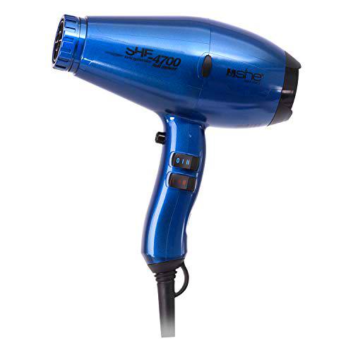 SHE She-4700 - Secador de pelo iónico muy ligero, de cerámica y nanotormalina, azul