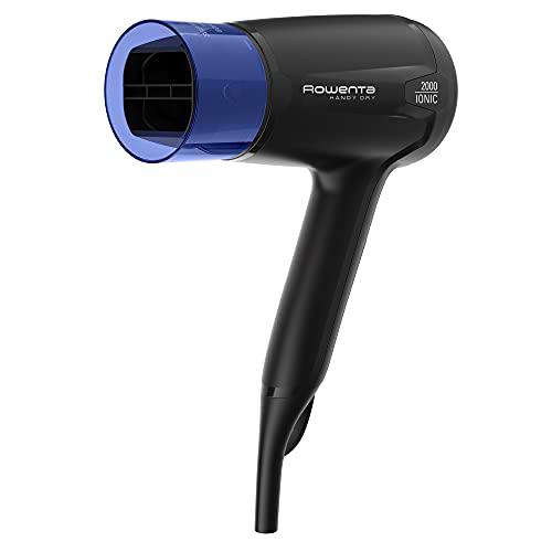 Rowenta Secador de pelo CV1635 Handy Dry | 2000 Effiwatt | boquilla oscilante | 2 niveles de ventilador y temperatura | función iónica | ojal para colgar | negro/azul