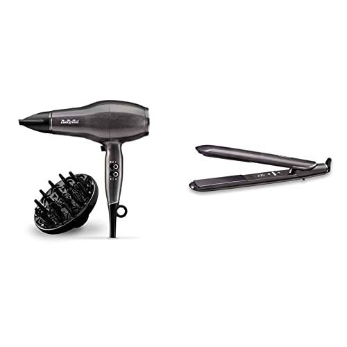 BaByliss D6490DE - Secador De Pelo Platinum Diamond 2300 + BaByliss ST259E Plancha de pelo profesional Platinum Diamond 235