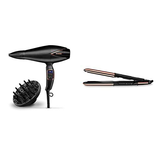 BaByliss Secador Salon Brilliance D665E Secador de pelo profesional iónico + ST482E Planchas Salon Brilliance 2 en 1 Alisa y Ondula