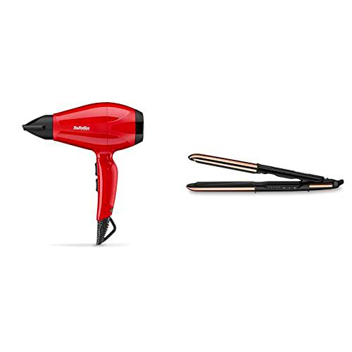 BaByliss Secador de pelo Pro Intense 2400 AC Motor Made in Italy 6615E &amp; ST481E Pure Metal Plancha de pelo profesional 2 en 1