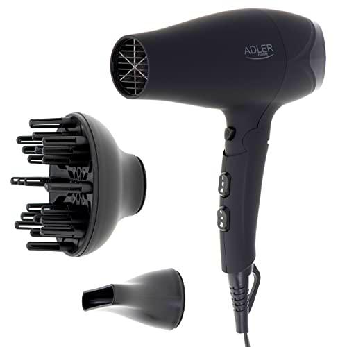 Adler AD 2267 - Secador de pelo, carcasa de goma, 2100 W + difusor