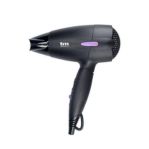 Tm Electron TMHD110 - Secador de pelo de viaje plegable con proteccion por sobrecalentamiento y boquilla concentradora estrecha, 1500 W